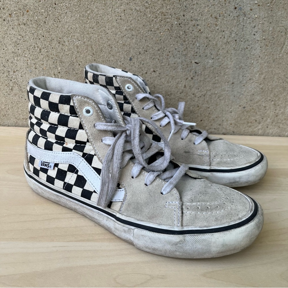 Vans Checkerboard High Top Sneakers in Black and White